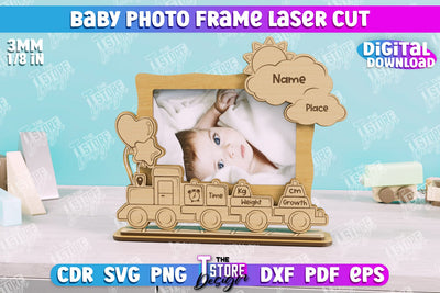Baby Photo Frame | New Born Photo Frame | Home Décor | Gift Idea | CNC File SVG The T Store Design 