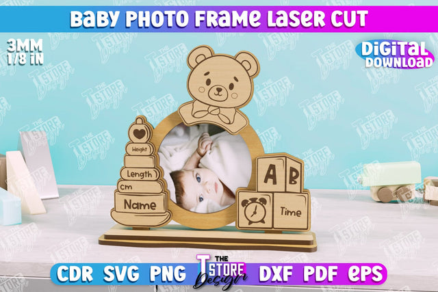 Baby Photo Frame | New Born Photo Frame | Home Décor | Gift Idea | CNC File SVG The T Store Design 