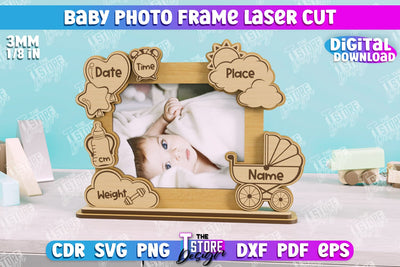 Baby Photo Frame | New Born Photo Frame | Home Décor | Gift Idea | CNC File SVG The T Store Design 