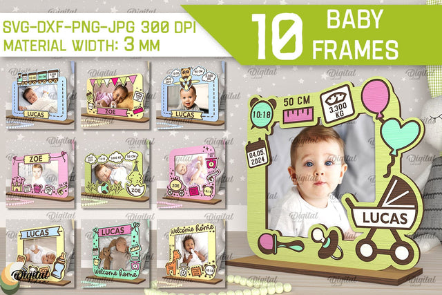 Baby Photo Frames Laser Cut Bundle. Kids Frames SVG SVG Evgenyia Guschina 