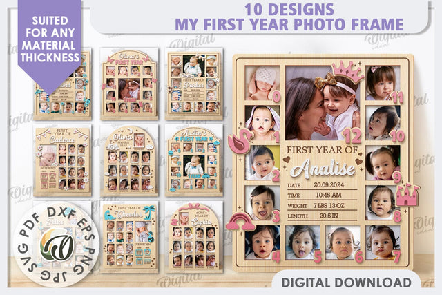 Baby Photo Frames Laser Cut Bundle SVG Evgenyia Guschina 