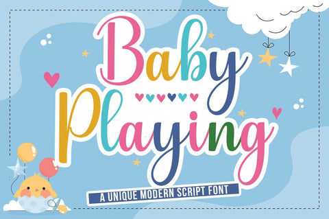 Baby Playing Font Studio Natural Ink 