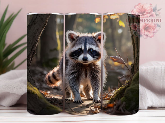 Baby Raccoon Wildlife 20oz Tumbler Wrap, Adorable Raccoon, Standing Curiously, Wildlife Design, Raccoon Art, Nature Inspired, Sublimation PNG Sublimation Li Zamperini 