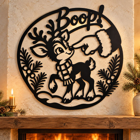 Baby Reindeer Boop Laser SVG | Christmas Metal Wall Art | Cute Santa Reindeer DXF | Holiday Plasma Cutting File SVG HappyDesignStudio 