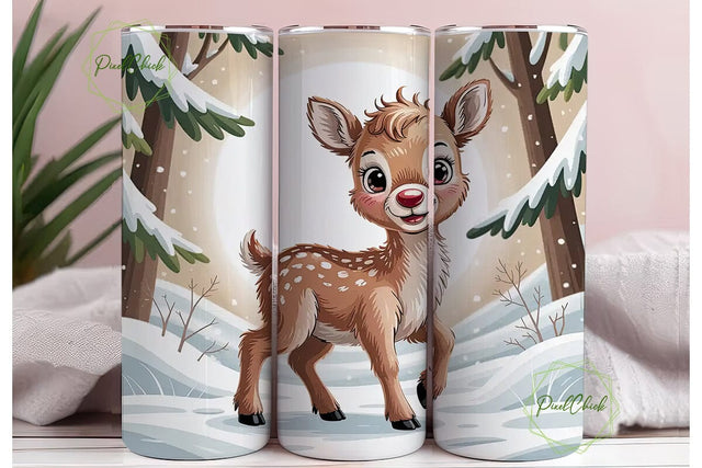 Baby Reindeer Christmas Tumbler Wrap Sublimation PixelChick 