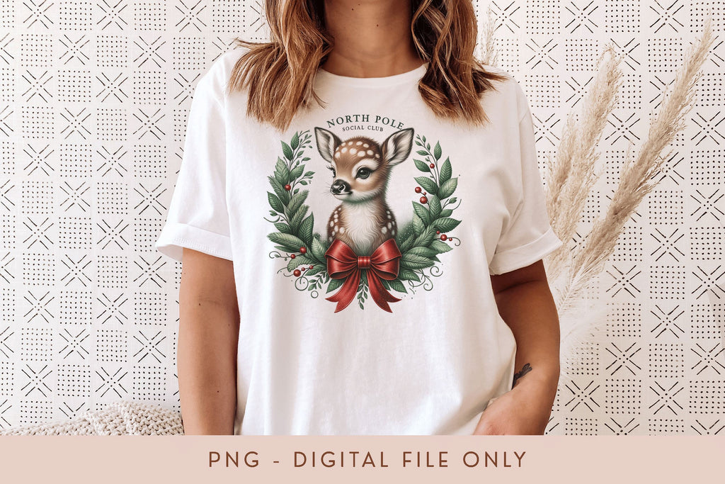 Baby Reindeer PNG - Cute Christmas Shirt Sublimation Design - So Fontsy