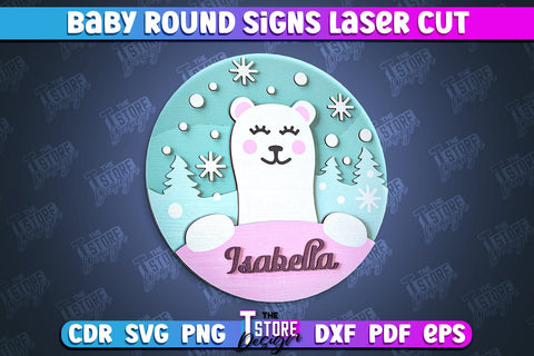 Baby Round Sign Bundle | Nursery Wooden Name Sign | Personalized Sign | CNC File SVG The T Store Design 