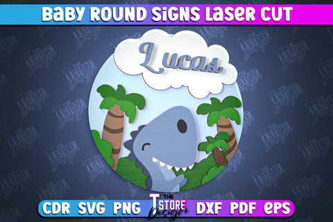 Baby Round Sign Bundle | Nursery Wooden Name Sign | Personalized Sign | CNC File SVG The T Store Design 