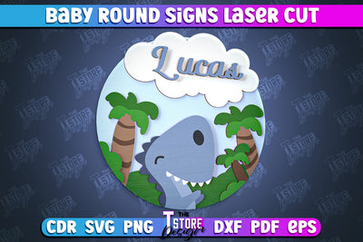 Baby Round Sign | Nursery Wooden Name Sign | Personalized Sign | CNC File SVG The T Store Design 