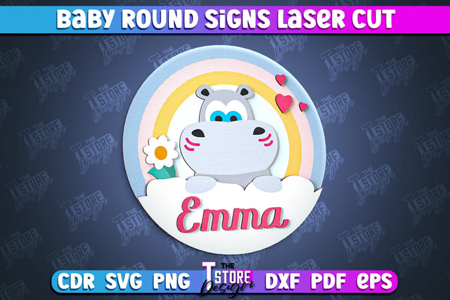 Baby Round Sign | Nursery Wooden Name Sign | Personalized Sign | CNC File SVG The T Store Design 