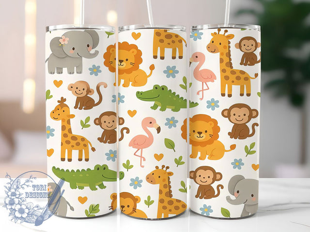 Baby Safari Jungle Tumbler Wrap, Safari Nursery Design, Seamless Safari Pattern, Baby Animal Tumbler, Jungle Theme Wrap, 20oz Tumbler Template, Baby Shower Gift Idea Sublimation ToriDesigns 