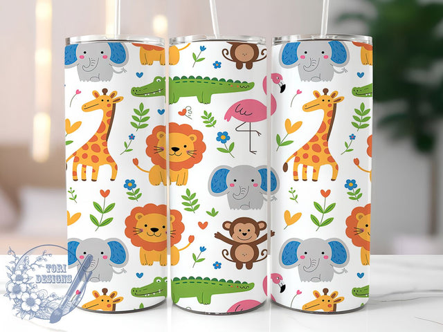 Baby Safari Jungle Tumbler Wrap, Safari Nursery Design, Seamless Safari Pattern, Baby Animal Tumbler, Jungle Theme Wrap, 20oz Tumbler Template, Baby Shower Gift Idea Sublimation ToriDesigns 