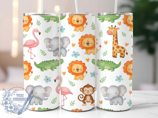 Baby Safari Jungle Tumbler Wrap, Safari Nursery Design, Seamless Safari Pattern, Baby Animal Tumbler, Jungle Theme Wrap, 20oz Tumbler Template, Baby Shower Gift Idea Sublimation ToriDesigns 