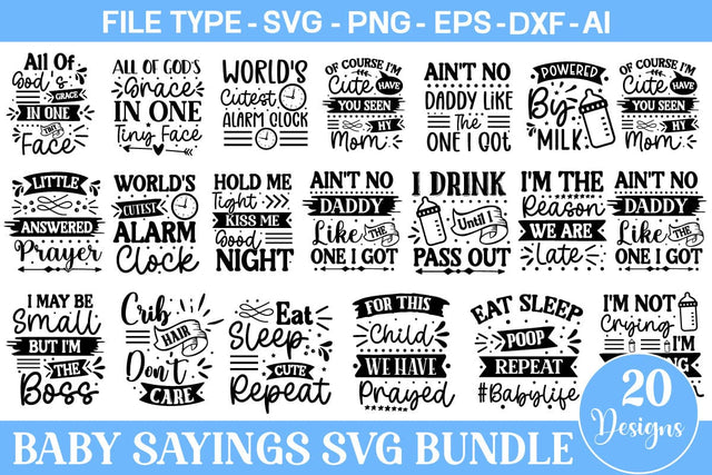 Baby Sayings SVG Bundle, funny Baby SVG, Funny Baby Bib SVG Bundle, SVGs,Quotes and Sayings,Food & Drink,On Sale, Print & Cut SVG DesignPlante 503 