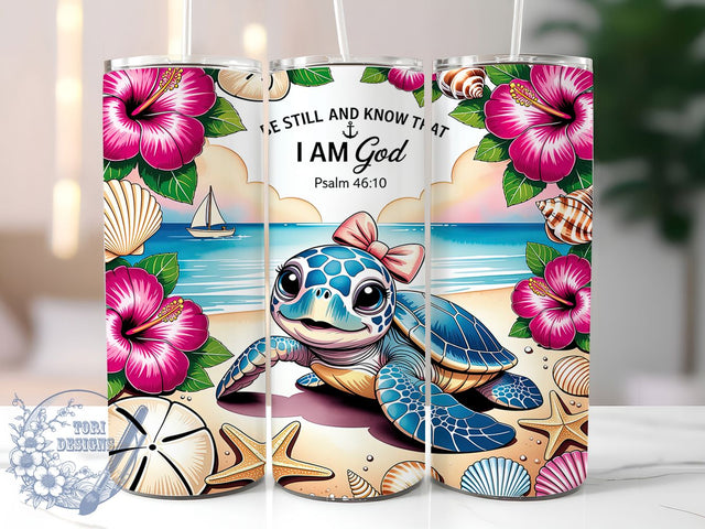 Baby Sea Turtle Psalm 20oz Tumbler Wrap, Sea Turtle, Baby Theme, Psalm Verse, Faith Design, Whimsical Charm, Skinny Tumbler, Sublimation PNG Sublimation ToriDesigns 