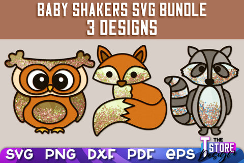 Baby Shakers SVG | Baby Paper Cut Design | Confetti SVG | Animals SVG Design SVG The T Store Design 