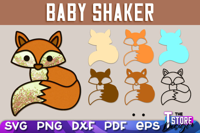 Baby Shakers SVG | Baby Paper Cut Design | Confetti SVG | Fox Design SVG The T Store Design 