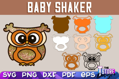 Baby Shakers SVG | Baby Paper Cut Design | Confetti SVG | Owl Design SVG The T Store Design 
