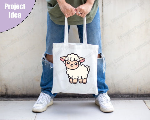 Baby Sheep SVG PNG File, Cute Lamb Clipart Cut File for Cricut and Silhouette, Farm Animal Theme, Kids Crafts, DIY Baby Shower Decorations SVG Lavender Paper Cut 