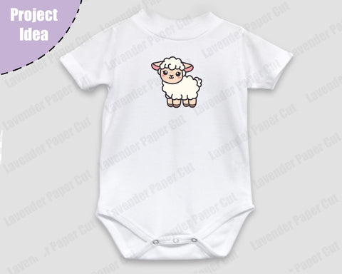 Baby Sheep SVG PNG File, Cute Lamb Clipart Cut File for Cricut and Silhouette, Farm Animal Theme, Kids Crafts, DIY Baby Shower Decorations SVG Lavender Paper Cut 