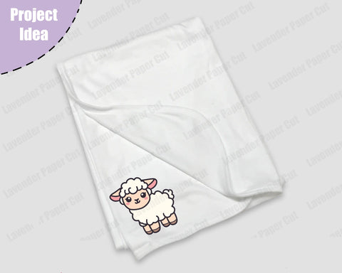Baby Sheep SVG PNG File, Cute Lamb Clipart Cut File for Cricut and Silhouette, Farm Animal Theme, Kids Crafts, DIY Baby Shower Decorations SVG Lavender Paper Cut 