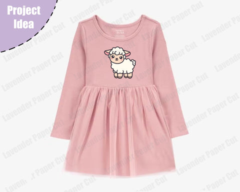 Baby Sheep SVG PNG File, Cute Lamb Clipart Cut File for Cricut and Silhouette, Farm Animal Theme, Kids Crafts, DIY Baby Shower Decorations SVG Lavender Paper Cut 