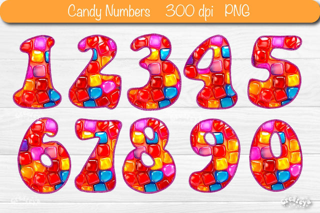 Baby Shower 3D Numbers PNG Candy Party Numbers and Stitches Sublimation Createya Design 