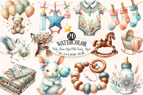 Baby Shower Clipart,Boho Nursery Clipart Sublimation SVGista 