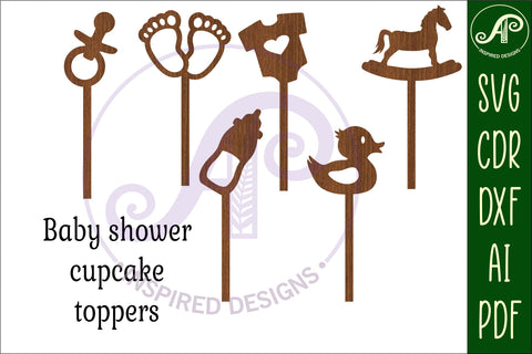 Baby shower cupcake toppers, 6 designs SVG laser cut SVG APInspireddesigns 