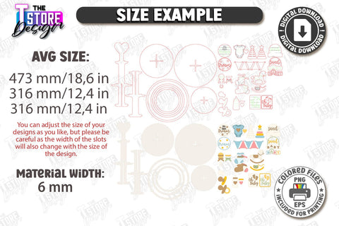 Baby Shower Tiered Tray Laser Cut | Round Stand with Elements | New Born SVG | Baby Boy | Baby Girl | Dessert Tiered Tray | CNC File SVG The T Store Design 