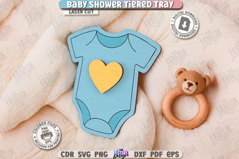 Baby Shower Tiered Tray Laser Cut | Round Stand with Elements | New Born SVG | Baby Boy | Baby Girl | Dessert Tiered Tray | CNC File SVG The T Store Design 