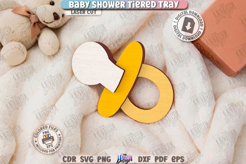 Baby Shower Tiered Tray Laser Cut | Round Stand with Elements | New Born SVG | Baby Boy | Baby Girl | Dessert Tiered Tray | CNC File SVG The T Store Design 