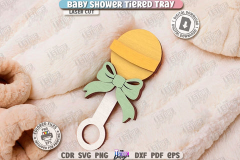 Baby Shower Tiered Tray Laser Cut | Round Stand with Elements | New Born SVG | Baby Boy | Baby Girl | Dessert Tiered Tray | CNC File SVG The T Store Design 