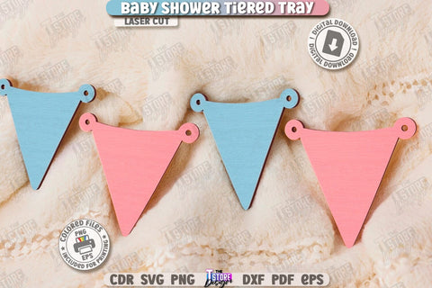 Baby Shower Tiered Tray Laser Cut | Round Stand with Elements | New Born SVG | Baby Boy | Baby Girl | Dessert Tiered Tray | CNC File SVG The T Store Design 
