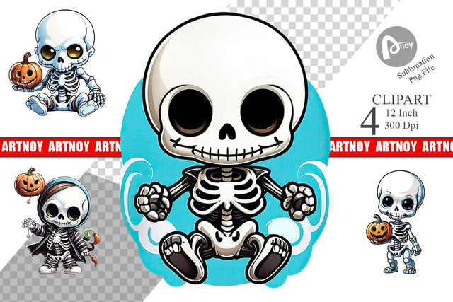 Baby Skeleton Clipart Sublimation artnoy 