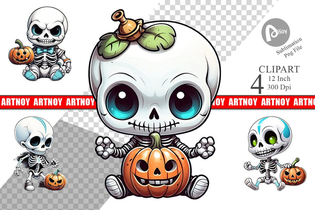 Baby Skeleton Clipart Sublimation artnoy 