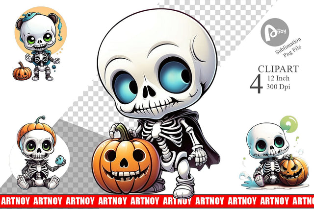 Baby Skeleton Clipart Sublimation artnoy 