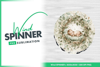Baby sleeping wreath wind spinner round design Sublimation Regulrcrative 