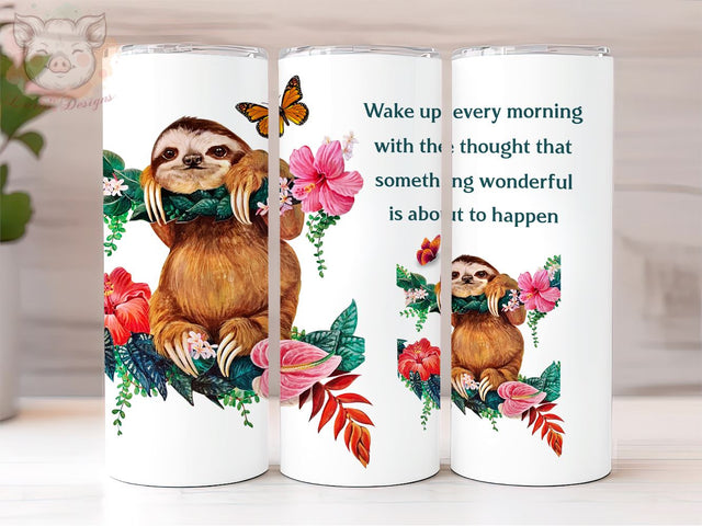 Baby Sloth 20 oz Tumbler PNG, Beautiful Sloth Tumbler Wrap Png, Digital, Digital Download PNG Sublimation Lara' s Designs 