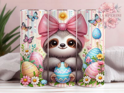 Baby Sloth Easter 20oz Tumbler, Cute Sloth Design, 20oz Tumbler Sublimation, Sloth PNG Cup Wrap, Holiday Sublimation Wrap, Springtime Cup Design, Digital Sloth Sublimation Sublimation Li Zamperini 
