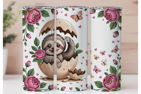 Baby Sloth Easter Tumbler Wrap Sublimation PixelChick 