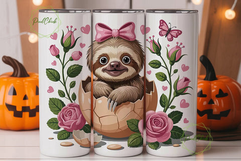 Baby Sloth Easter Tumbler Wrap Sublimation PixelChick 