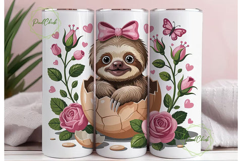 Baby Sloth Easter Tumbler Wrap Sublimation PixelChick 