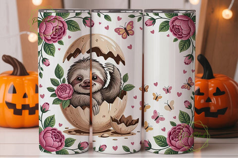 Baby Sloth Easter Tumbler Wrap Sublimation PixelChick 