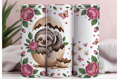 Baby Sloth Easter Tumbler Wrap Sublimation PixelChick 