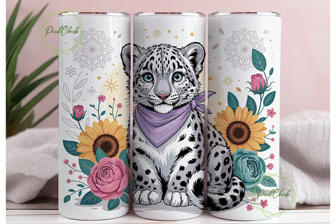 Baby Snow Leopard Floral 20oz Tumbler Sublimation PixelChick 