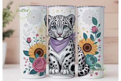Baby Snow Leopard Floral 20oz Tumbler Sublimation PixelChick 