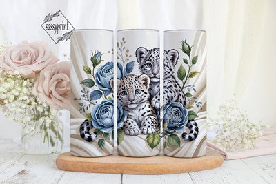 Baby Snow Leopard & Roses 20oz Tumbler Sublimation sassyprint 