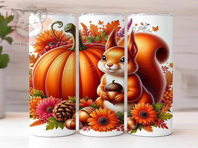 Baby Squirrel Country 20 oz Skinny Tumbler Sublimation Design, Straight & Tapered Tumbler Png, Squirrel Fall Tumbler Png, Digital Download PNG Sublimation Lara' s Designs 