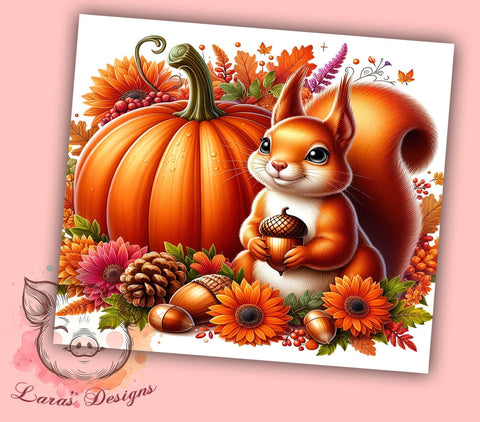 Baby Squirrel Country 20 oz Skinny Tumbler Sublimation Design, Straight & Tapered Tumbler Png, Squirrel Fall Tumbler Png, Digital Download PNG Sublimation Lara' s Designs 